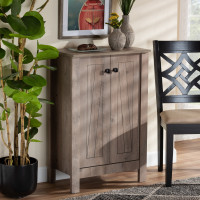 Baxton Studio MH7177-Oak-Shoe Cabinet Baxton Studio Derek Modern and Contemporary Transitional Natural Oak Finished Wood 2-Door Shoe Cabinet